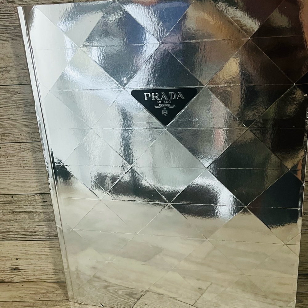 PRADA December 2021 Fashion Catalog Metallic Silver Geometric Cover 157 Pages VG